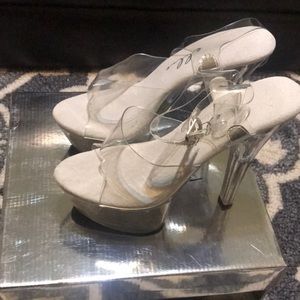 Clear platform heels